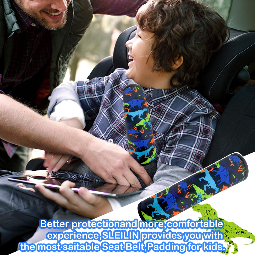 SLEILIN seat belt cover dinosaur black compact design travels easily