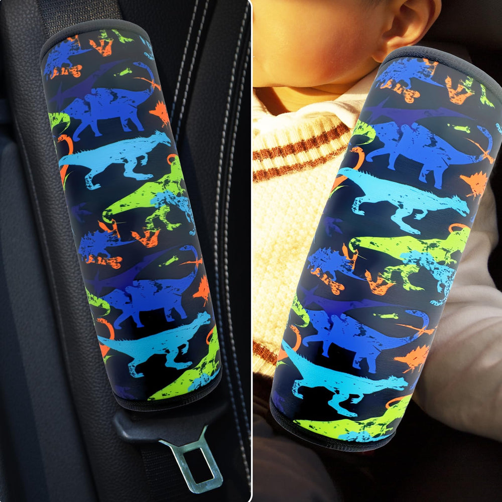 SLEILIN seat belt cover dinosaur black ideal for long road trips