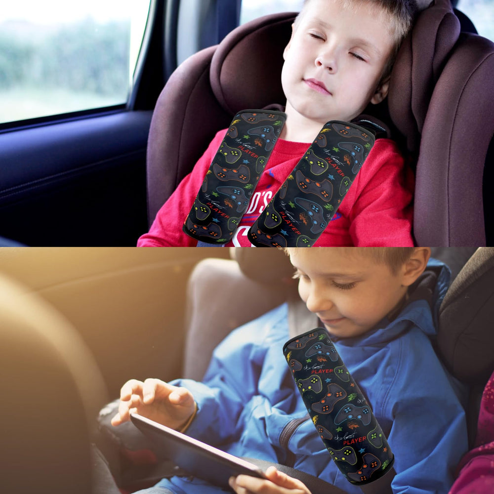 SLEILIN seat belt cover fitted to car strap demonstrating universal compatibility