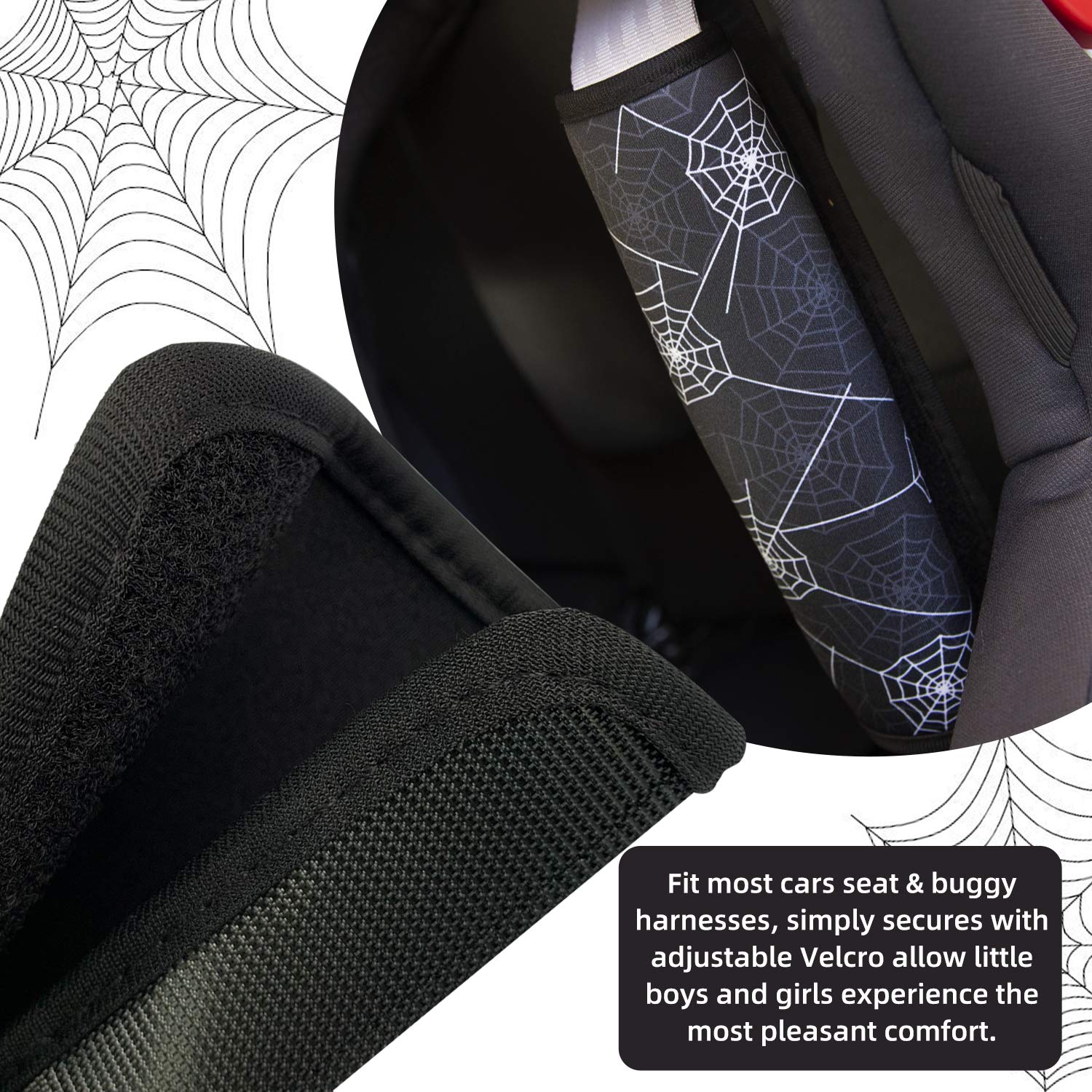 SLEILIN seatbelt pad with Velcro adjustment enables quick secure fits.