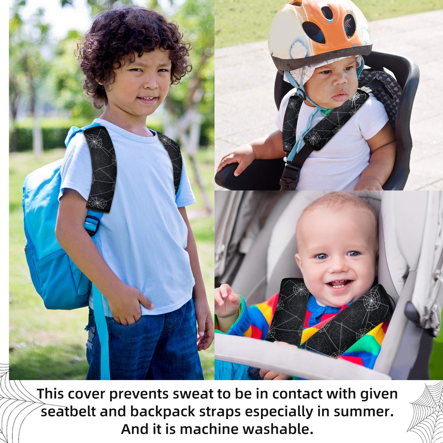 SLEILIN Spider seatbelt cover in-car use reduces shoulder friction.