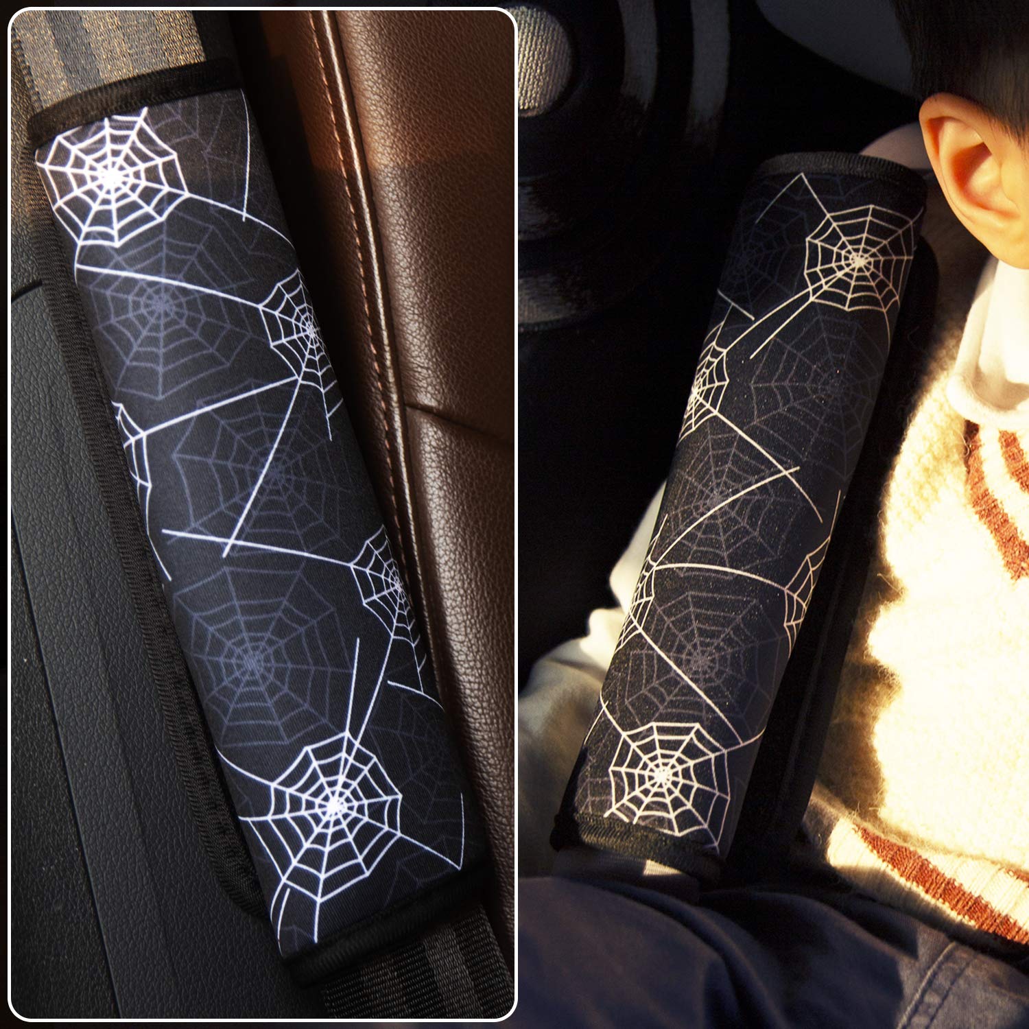 SLEILIN Spider seatbelt cover packaging highlights compact, travel-friendly design.