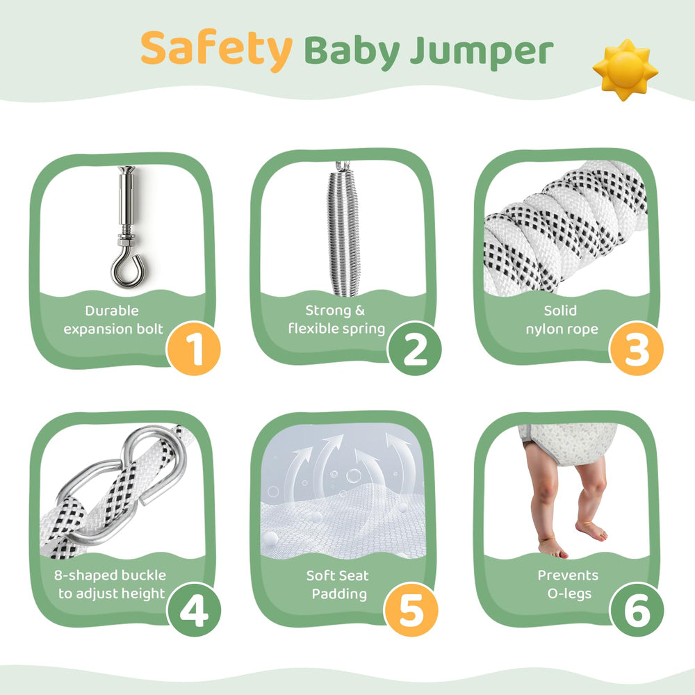 Slevoo Baby Jumper usable from 6 months to walking age, versatile play option.