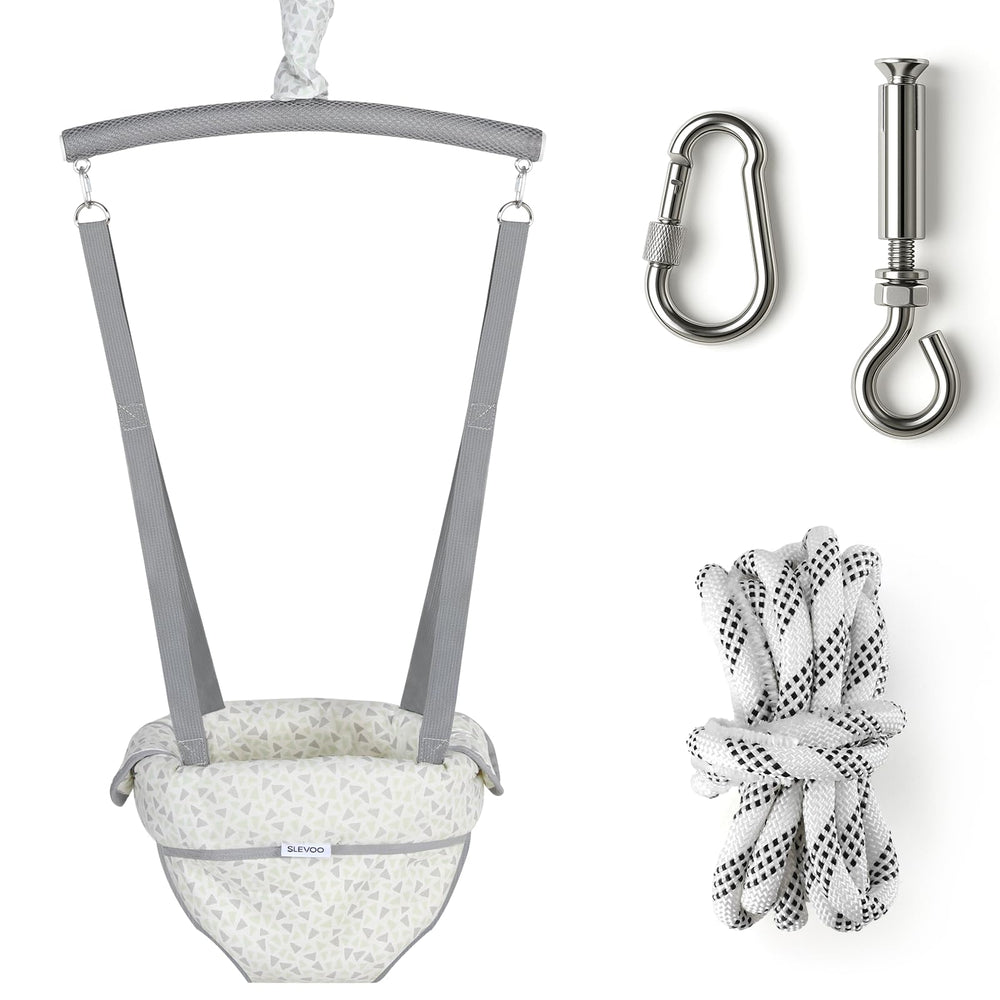 Slevoo Baby Jumper ceiling hook installation demonstrates secure anchor for safe bouncing.