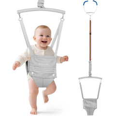 Slevoo baby jumper doorway clamp close-up showing sturdy attachment for safe bouncing