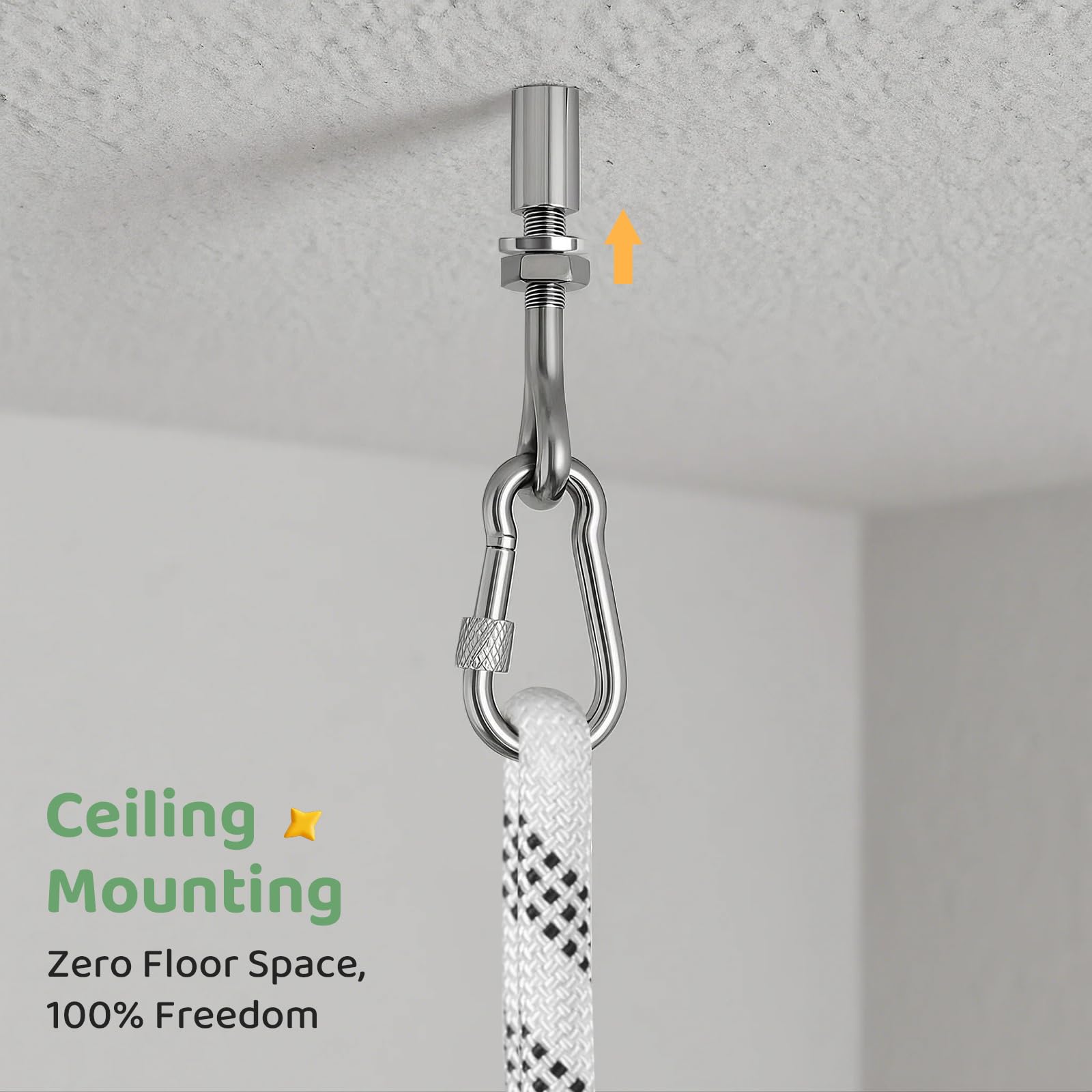 Slevoo mounted setup shows room clearance and safe play in a small room.
