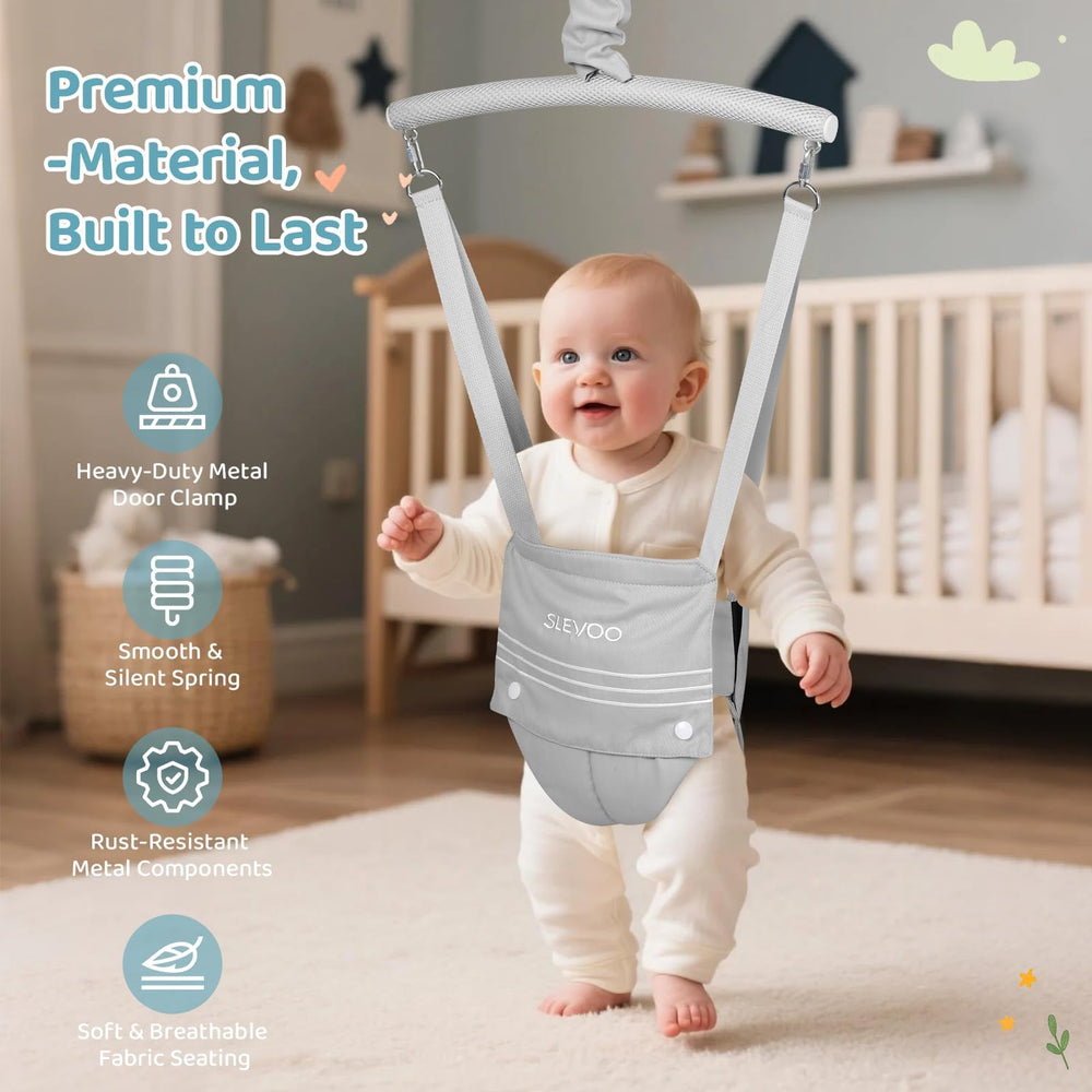 Slevoo baby jumper safety-guide graphic communicates usage and supervision tips for parents