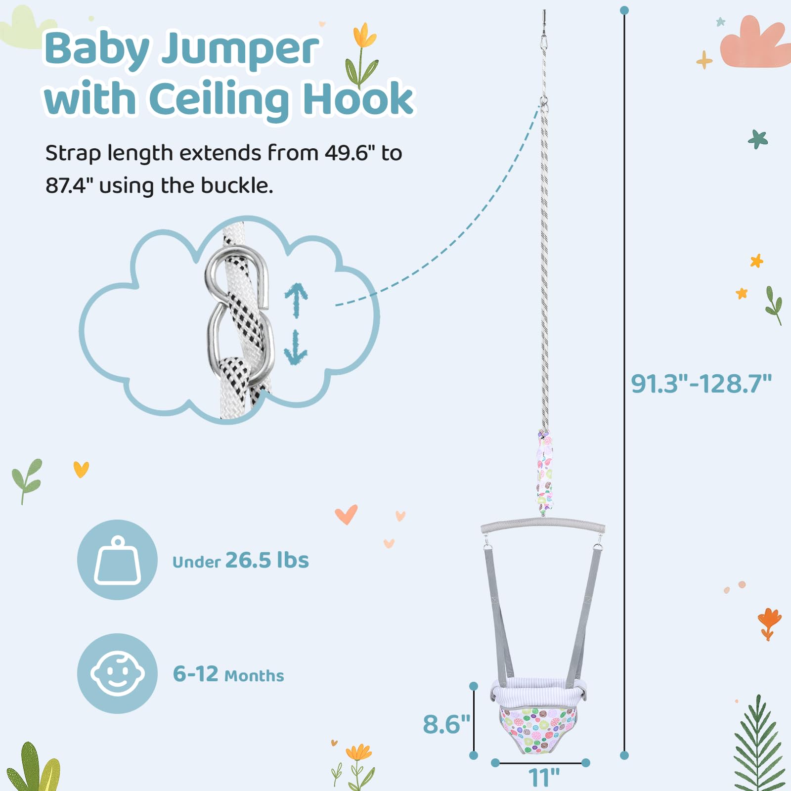 Slevoo Baby Jumper side-entry design enables easy in and out for parents