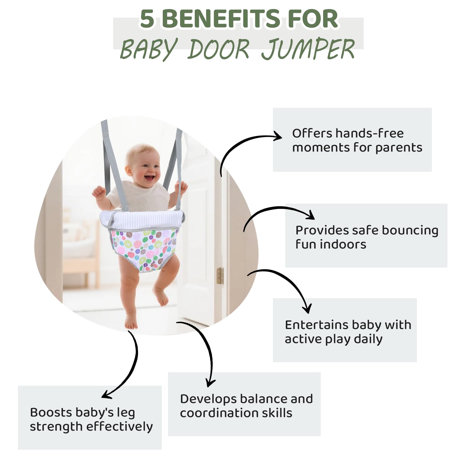 Slevoo Baby Jumper smooth-spring bounce delivers gentle, consistent movement for playtime.