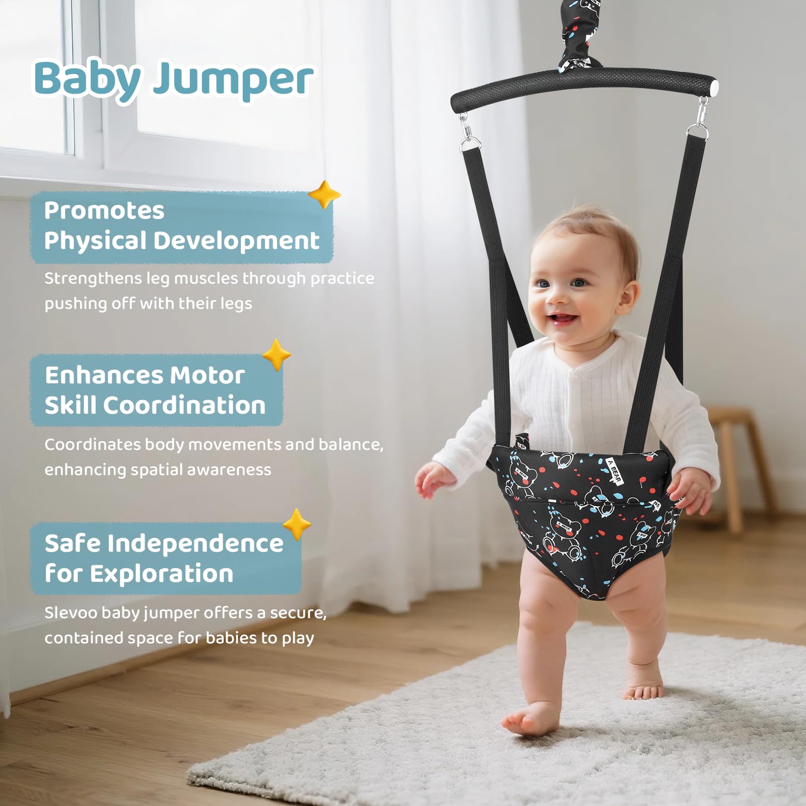 Slevoo space-saving ceiling jumper setup in a small living area