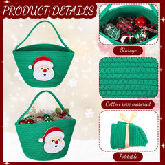 Sliner Christmas woven basket Santa pattern, great for gifts and holiday decor.