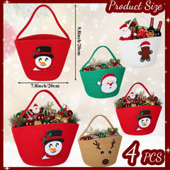 Sliner Christmas woven basket snowman pattern, perfect for treats and decorations.