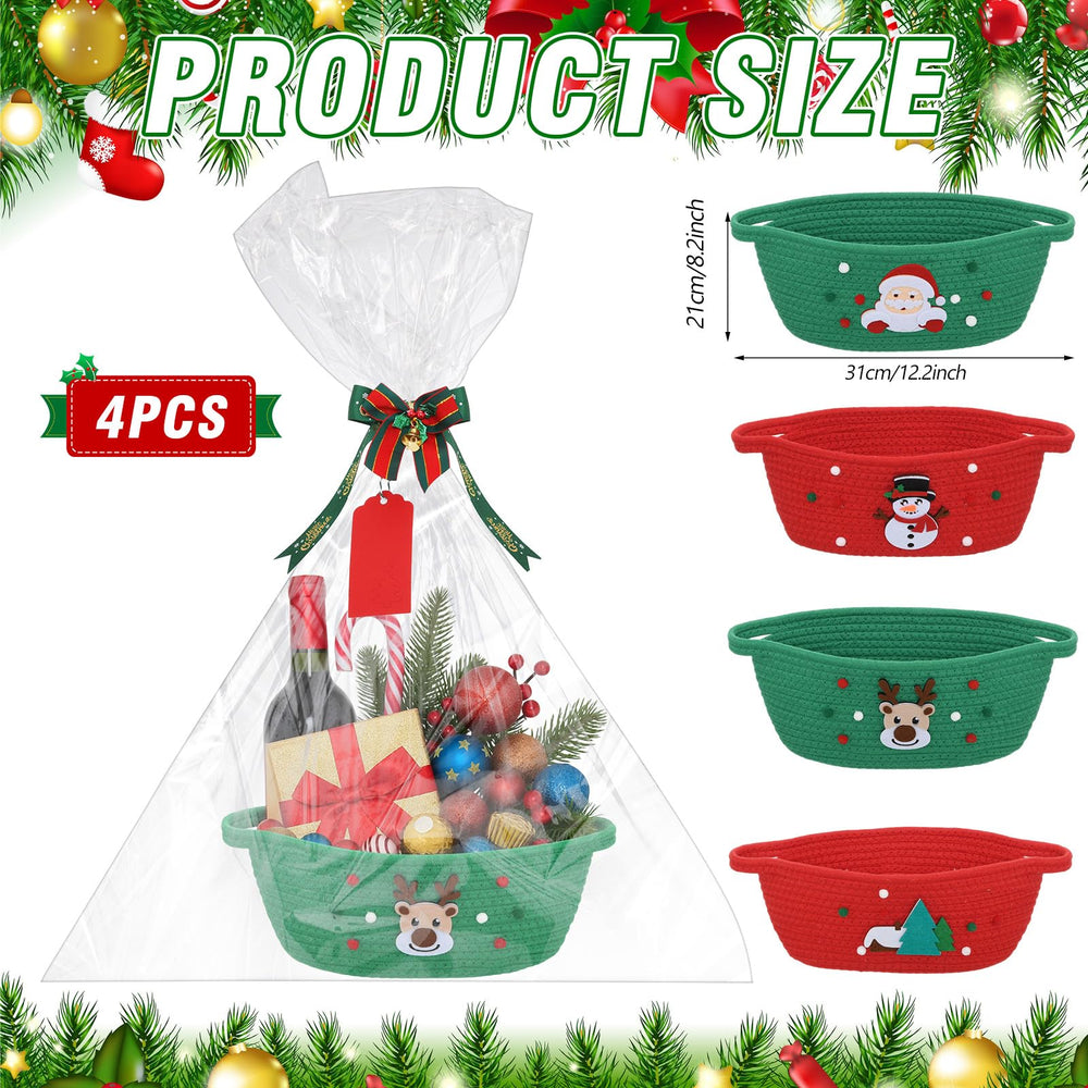 Sliner Christmas woven baskets close-up shows sturdy cotton rope and durable construction