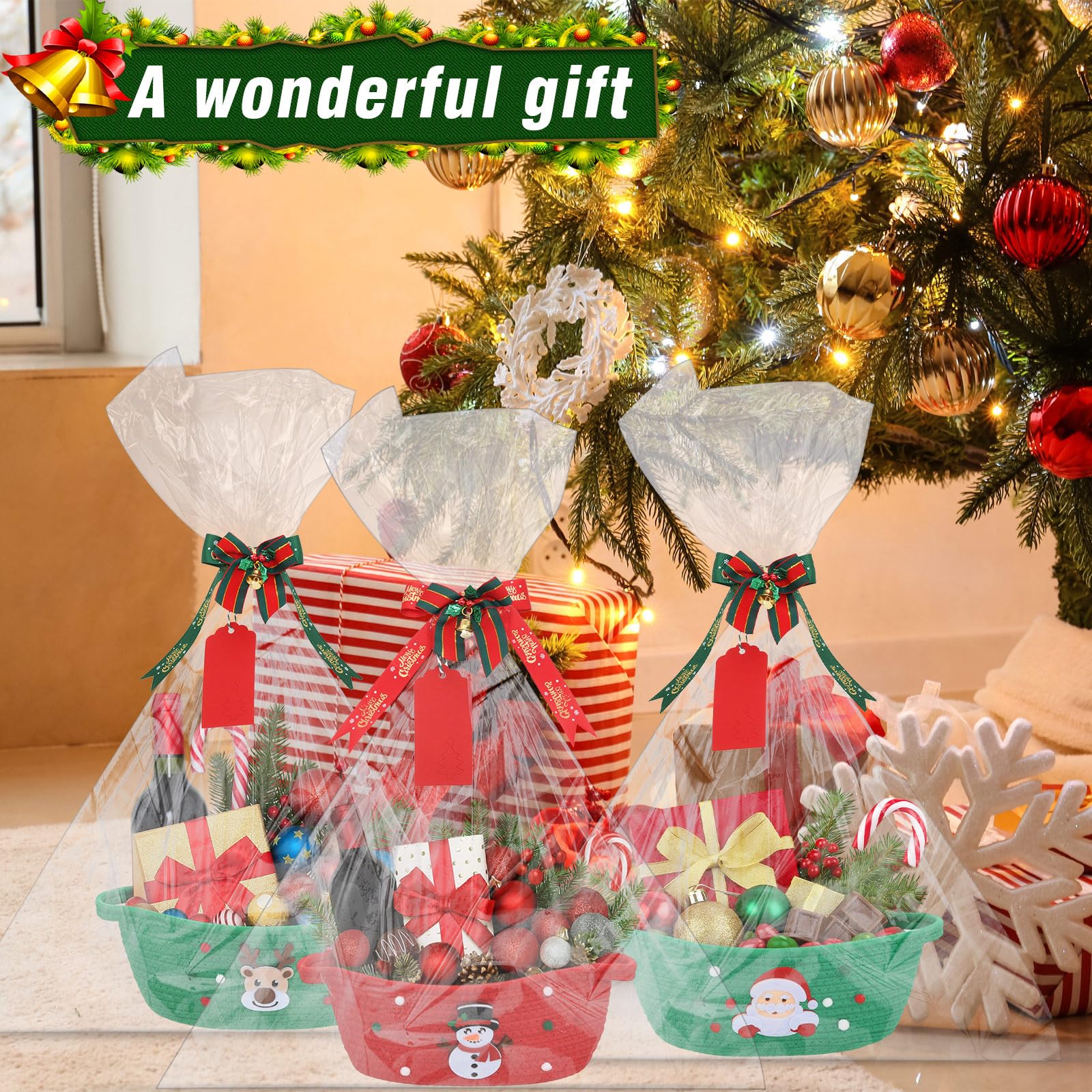 Sliner storage ideas on a shelf create cheerful Christmas accents and organization