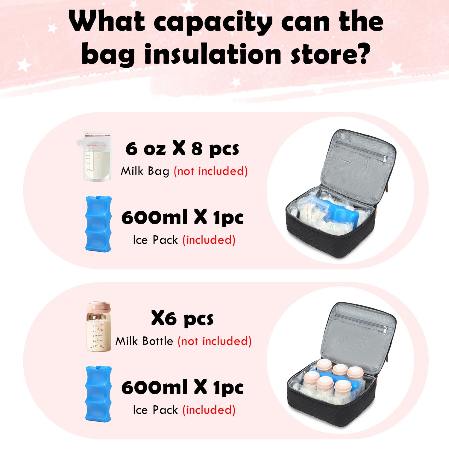 SLINRKE Spectra bag large capacity stores pump parts and snacks neatly.