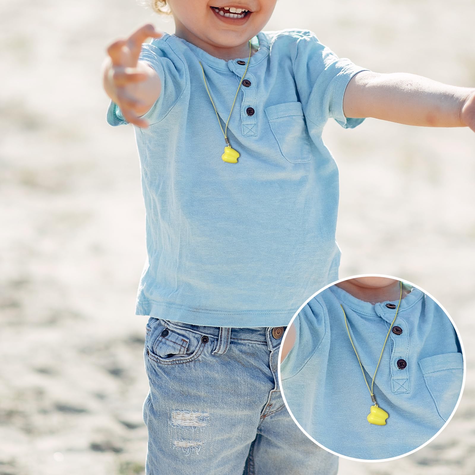 Sliverdew tooth saver necklace worn by a child for everyday tooth storage ritual