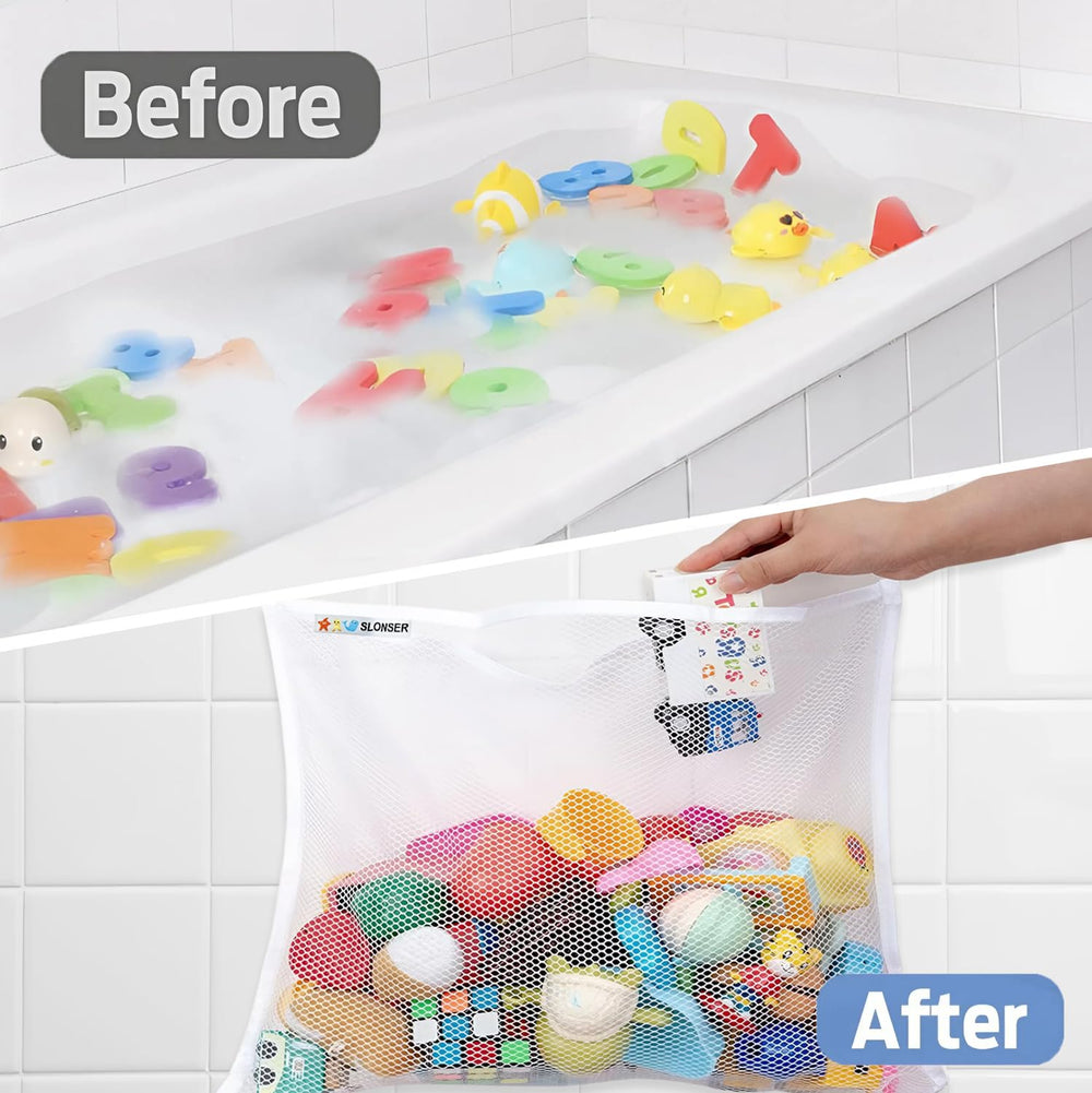 Slonser bath organizer with wall hooks provides sturdy tub storage options.