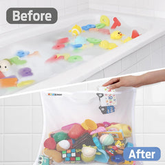 Slonser large bathroom bucket bin stores bath toys and towels neatly.