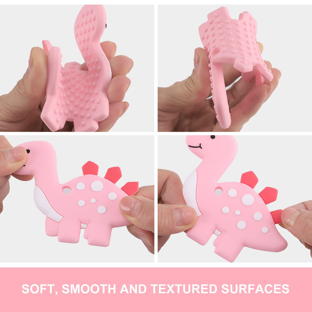 Slotic baby shower gift set featuring dinosaur teether and clip bundle.