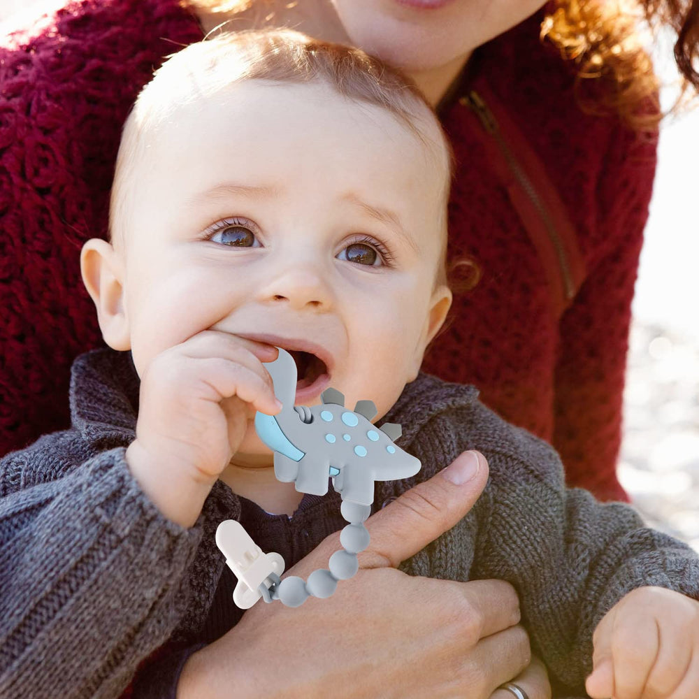 Slotic freezer-safe dinosaur teether stays cool for tender gums