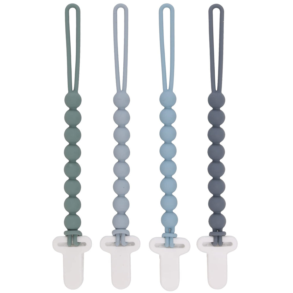 Slotic pacifier clip grey 4-pack keeps pacifiers clean and reachable.