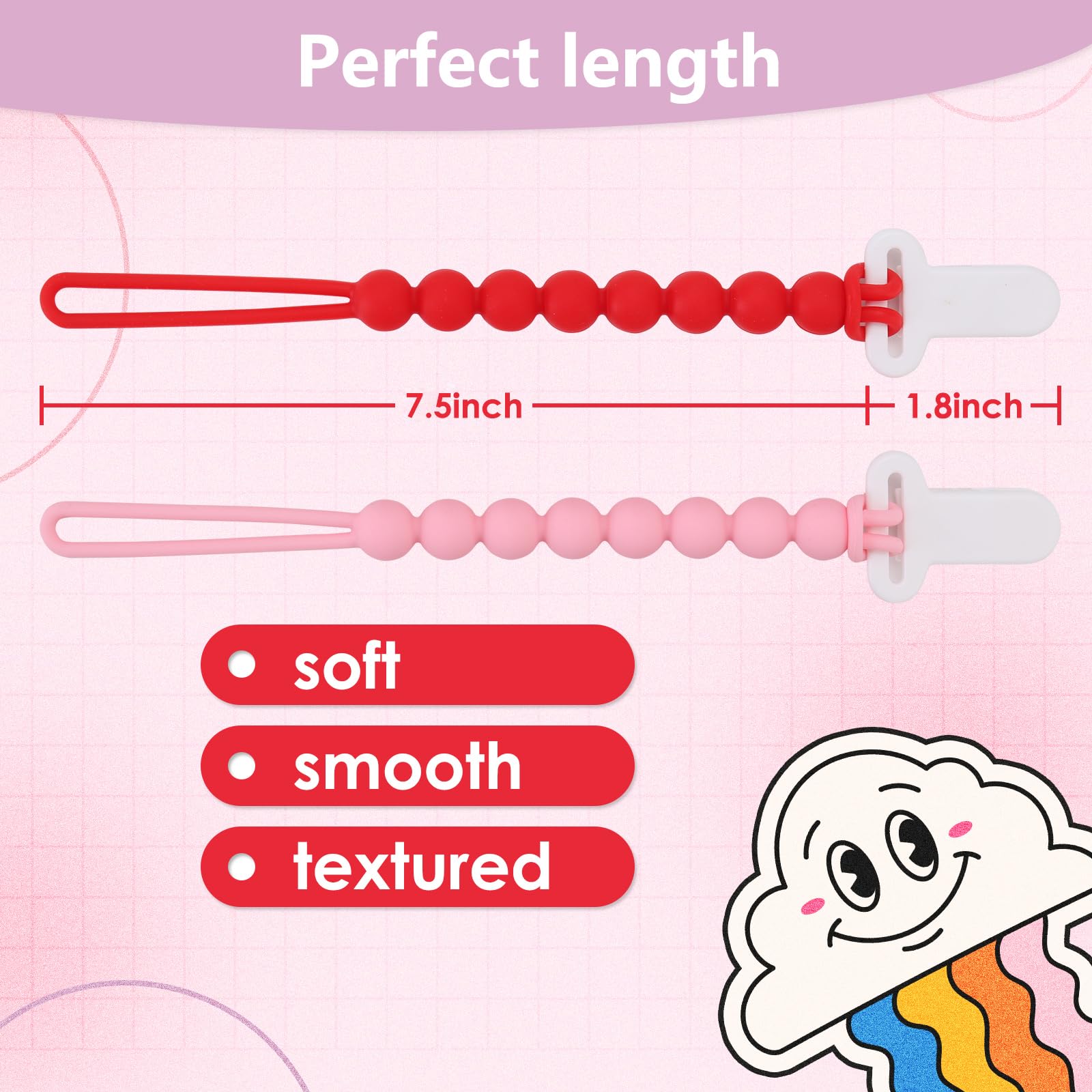 Slotic pacifier clip pink on-the-go use clips easily to clothing for busy parents.