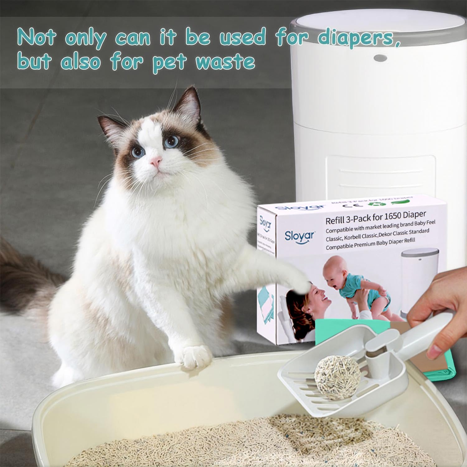 Sloyar multi-scenario-use diaper pail refills for nursery and home trash.
