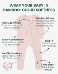 Slumber Buddy infant pajamas zipper close-up highlighting easy diaper changes