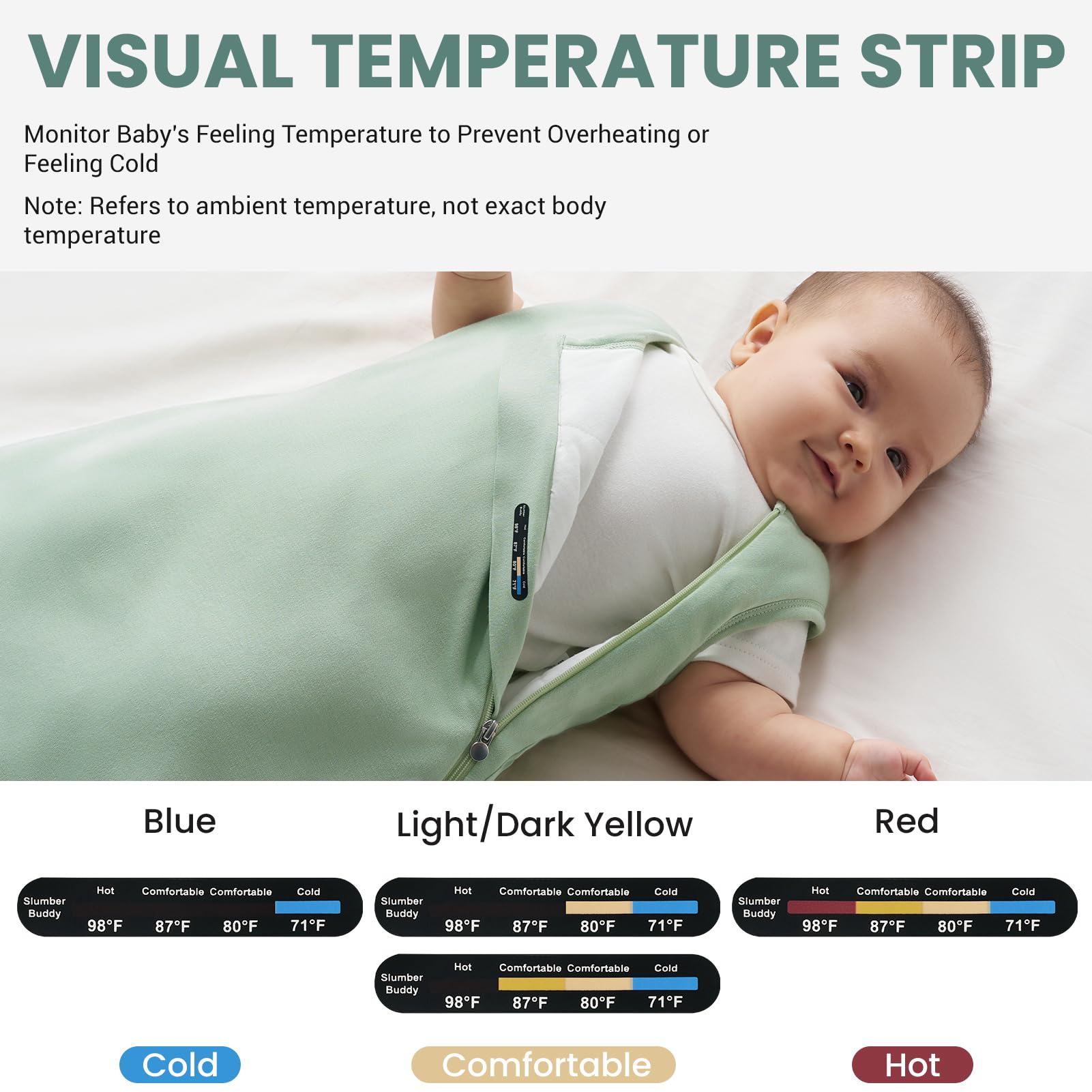 Slumber Buddy Sleep Sack with 2-way zipper enables easy diaper changes without waking baby