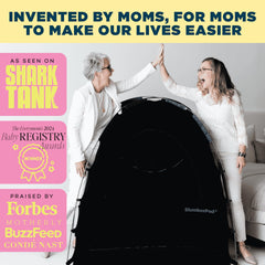 SlumberPod mini-crib cover fits over a mini crib for downtime