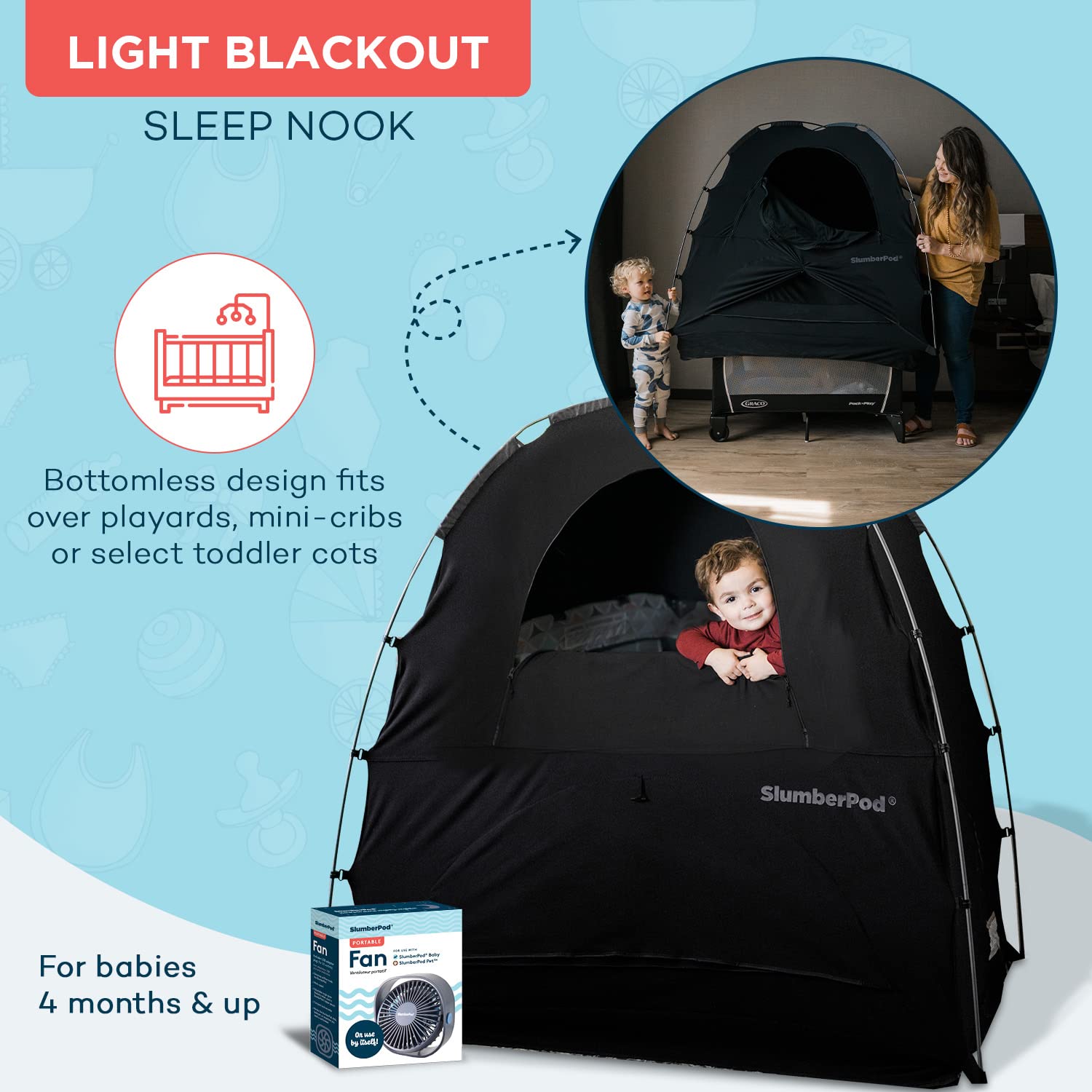 SlumberPod monitor pouch keeps a quick check-in within reach