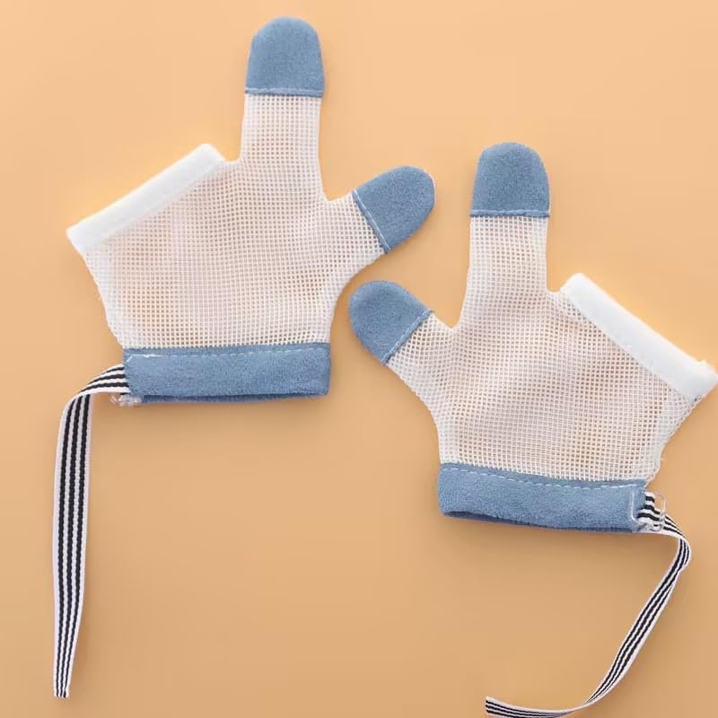Sluswallow white stop-thumb-sucking glove top view with breathable comfort.