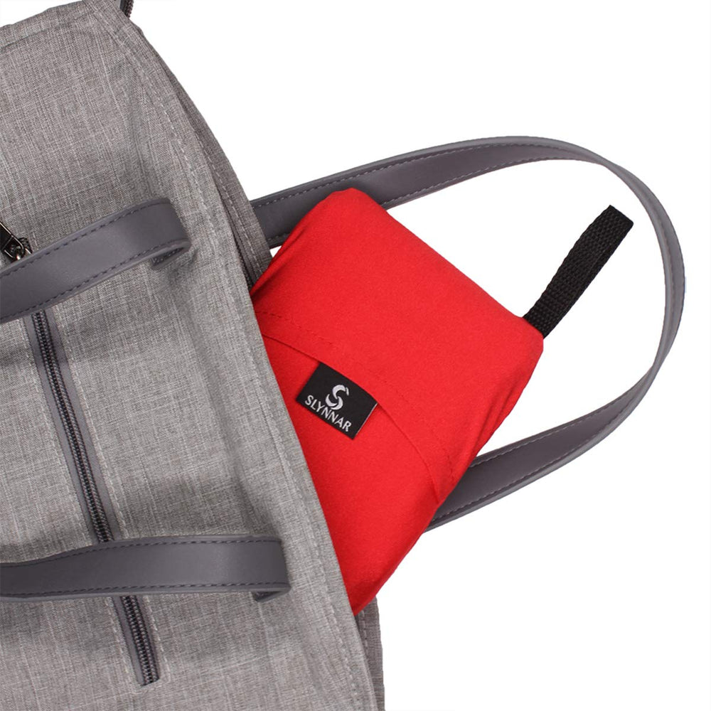 SLYNNAR car seat travel bag folded in spandex pouch for compact packing