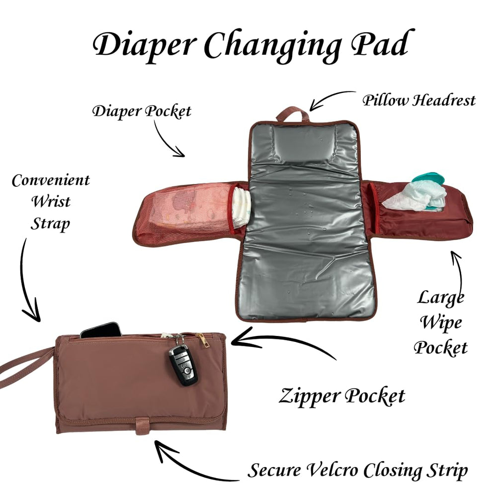 SLyTesha diaper backpack pink fabric close-up emphasizes water-resistant material and easy cleaning.