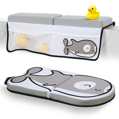 Small Steps orca bath kneeler-memory-foam cushions knees during bath time.