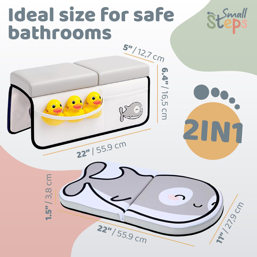 Small Steps orca child bath time features a friendly design for kids.
