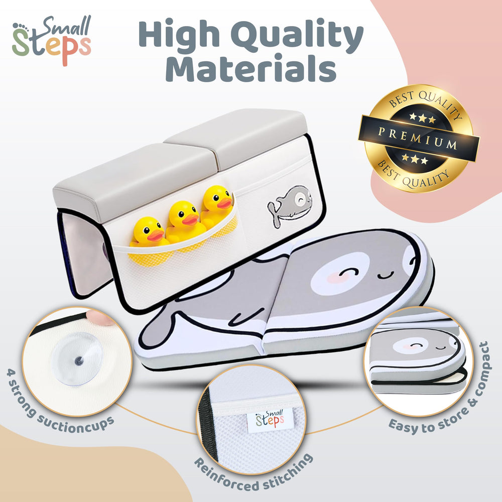Small Steps orca easy-clean-durability highlights wipe-clean after bath sessions.