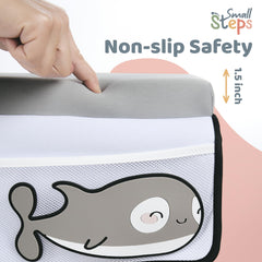 Small Steps orca pocket storage keeps bath toys within reach.