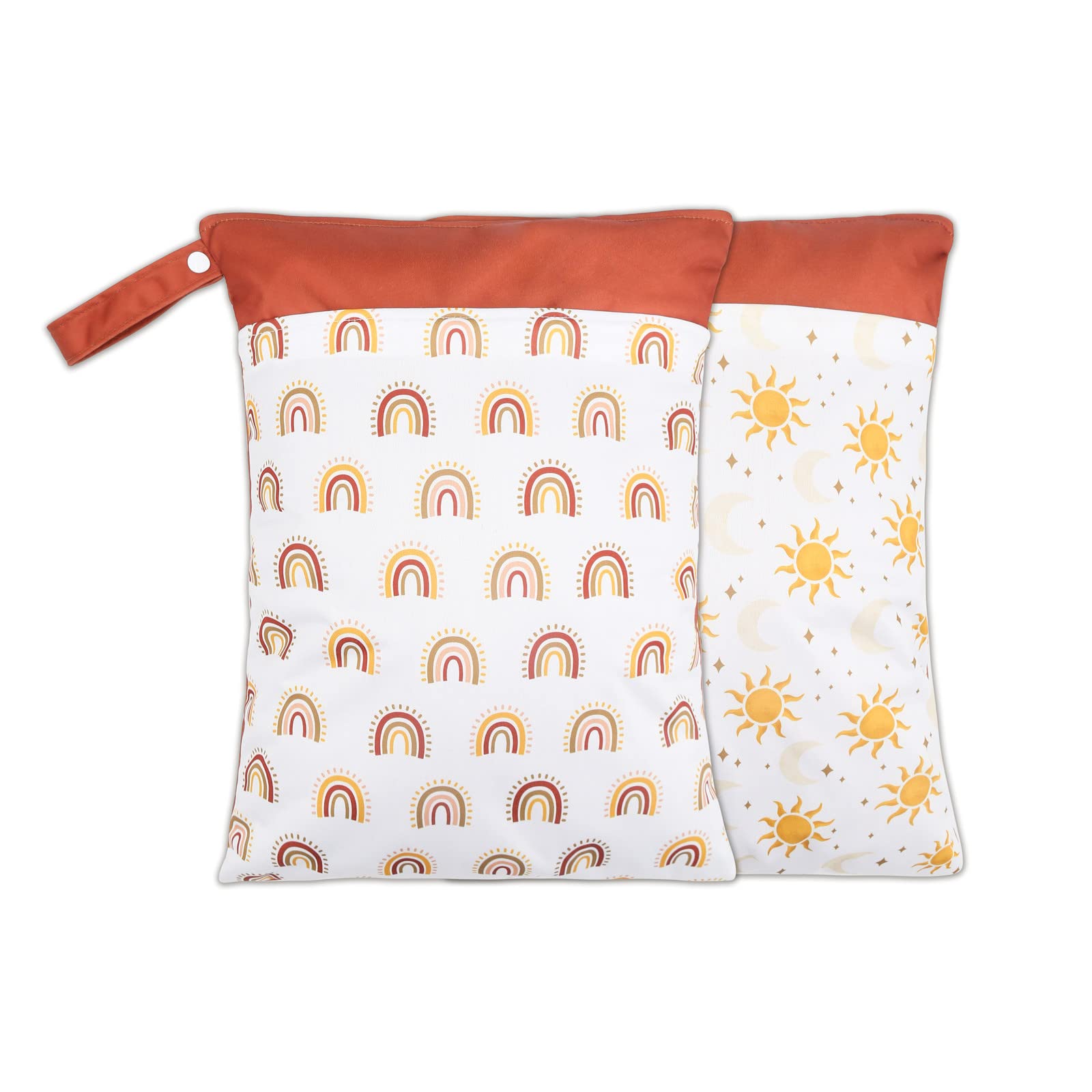 Smarbore wet dry bag with two pockets separating wet and dry items for caregivers.