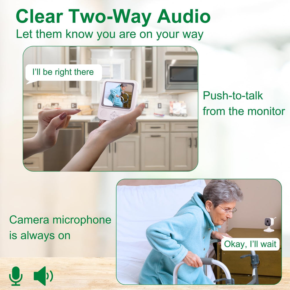 Smart Caregiver Video Monitor infrared night vision provides clear visibility in low light.