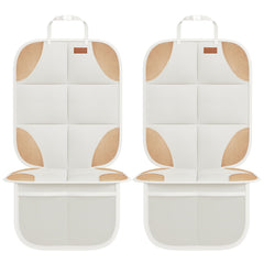 SMART ELF car seat protector beige front view showing thick padding for comfort.