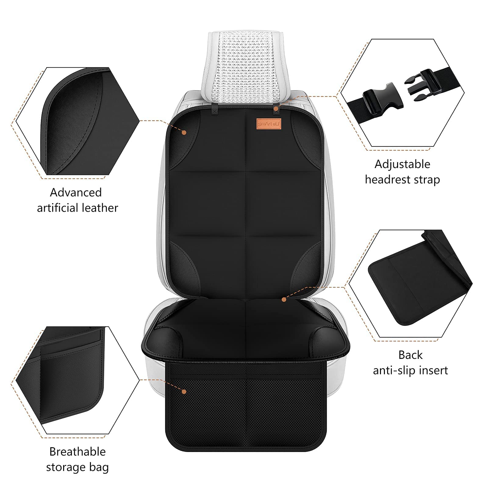 SMART ELF mesh pockets organize toys, wipes, and treats for quick access