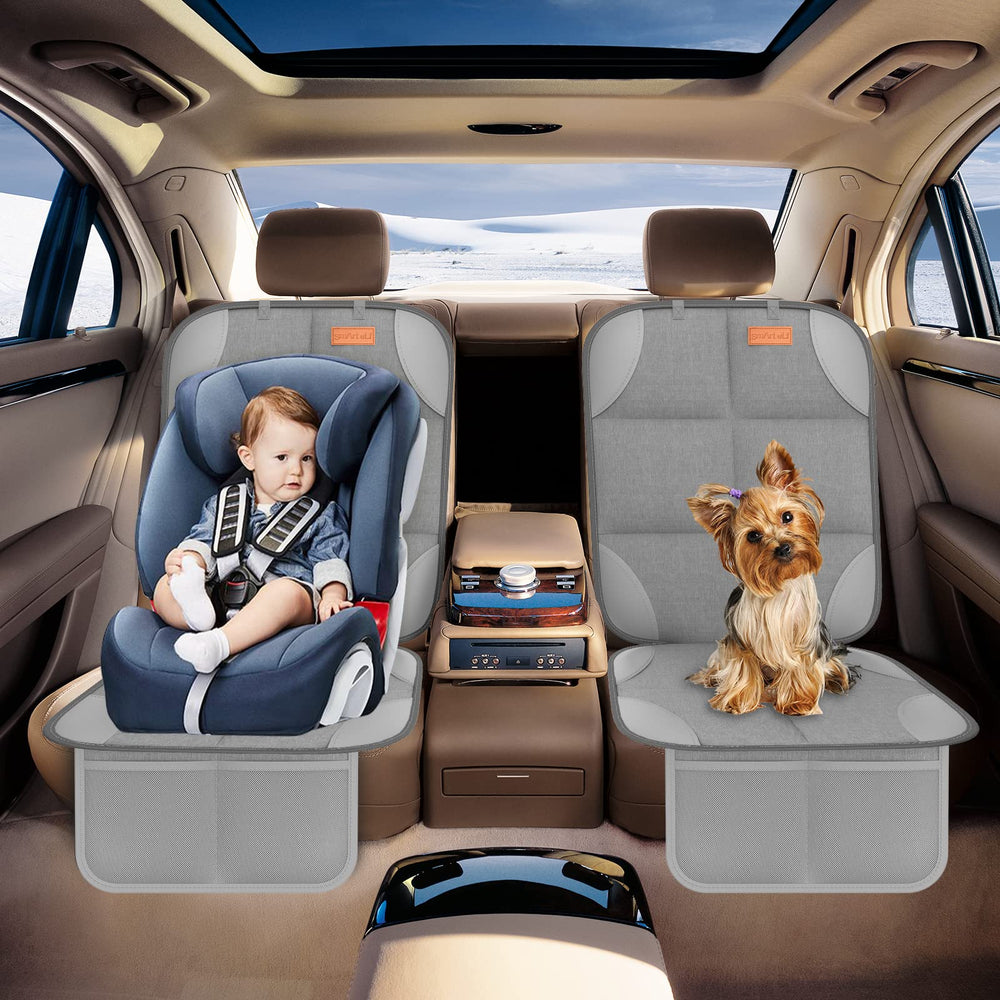 SMART ELF Car Seat Protector in use protects upholstery on a family ride