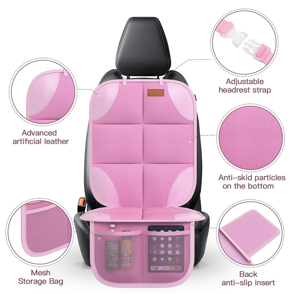 SMART ELF pink car seat protector anti-slip bottom detail for stability in any seat.