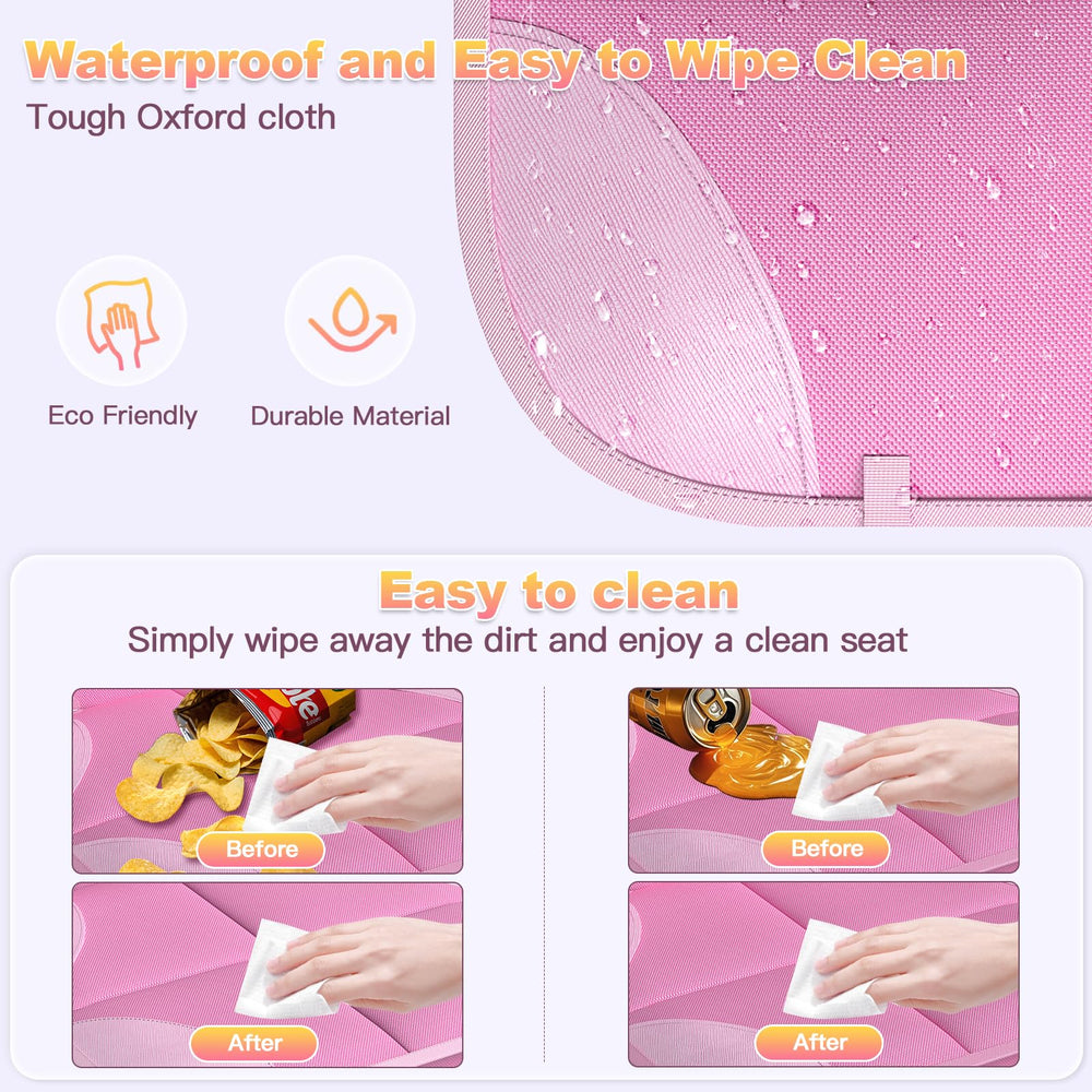 SMART ELF pink car seat protector mesh pockets for quick access.