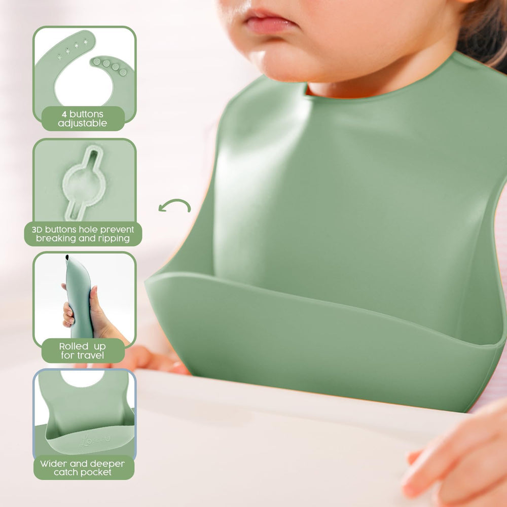 SMART MOMMY 2025 silicone bib with built-in catcher reduces mess.