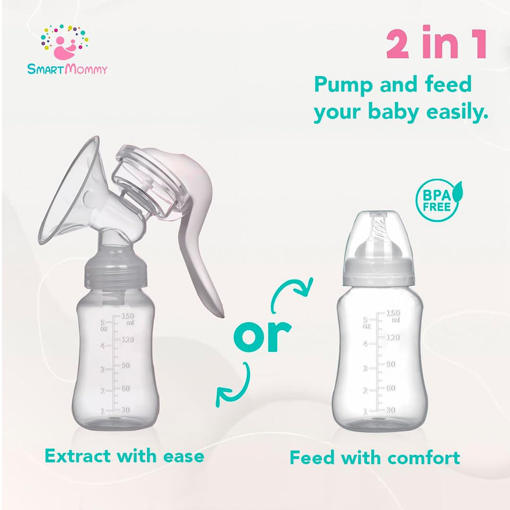 SMART MOMMY anti-backflow system—protects milk hygiene during manual pumping.