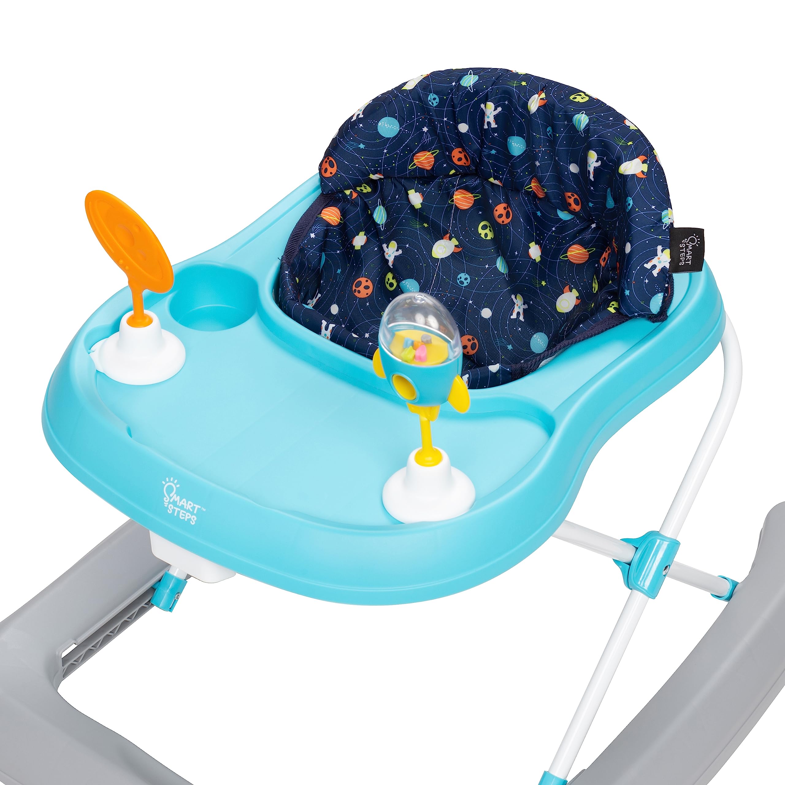 Smart Steps Trend Activity Walker shows three height positions for growing babies.