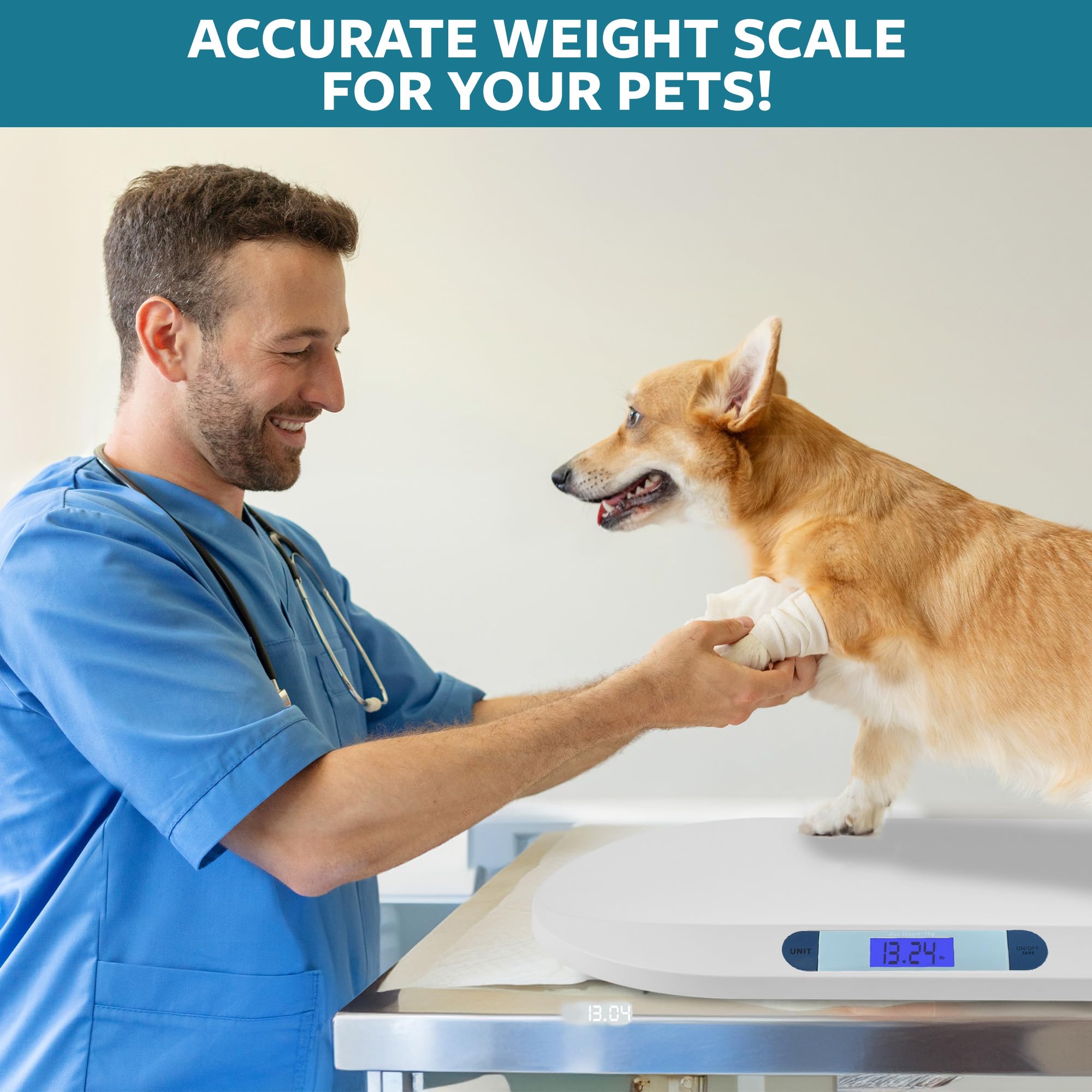 Smart Weigh 44 lb capacity digital scale supports lightweight to mid-size pets.