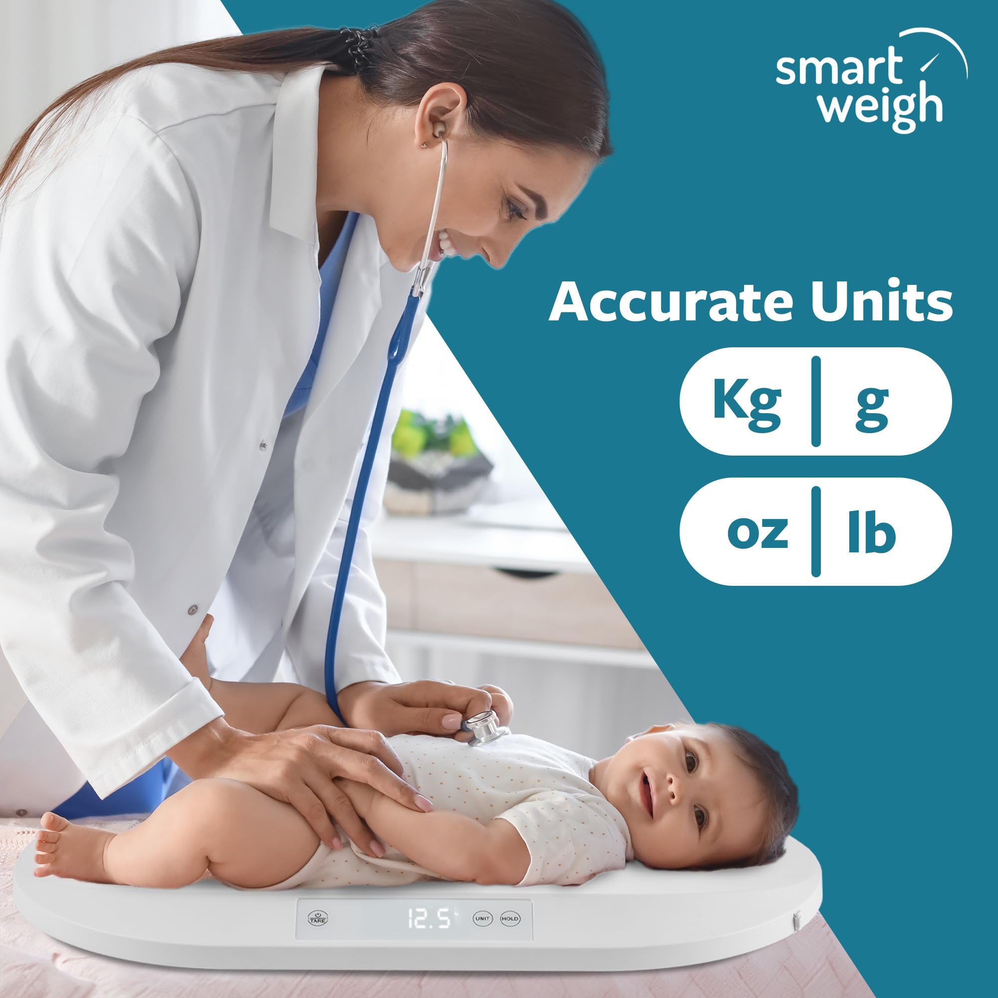 Smart Weigh scale top-open view with removable pink and blue covers
